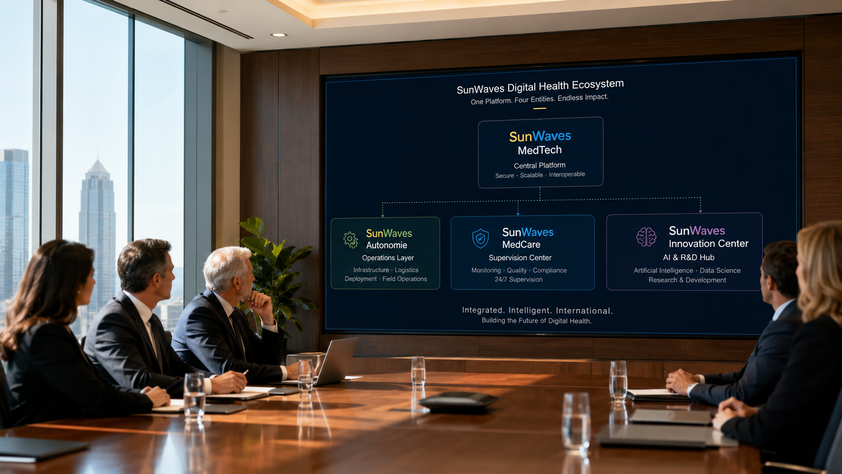 TheQ Project LP and the SunWaves technological ecosystem including SunWaves MedTech, SunWaves Autonomie, SunWaves MedCare and SunWaves Innovation Center
